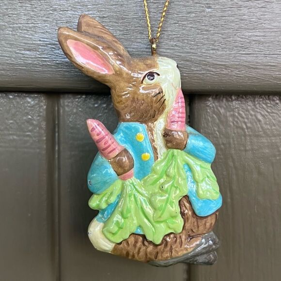 Schmid Beatrix Potter Tin w/ Peter Rabbit Jemina Puddle Duck Ceramic Ornaments - Picture 8 of 12